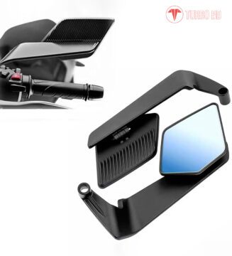 Motorcycle Stealth Wing Rear View Mirrors for Yamaha MT-09 (2017-2020) – 360° Adjustable Rotating Side Mirrors, Black Pair