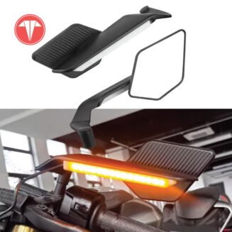 Motorcycle Rearview Mirror with LED Lights Universal Foldable Aluminum Alloy Bike Mirror