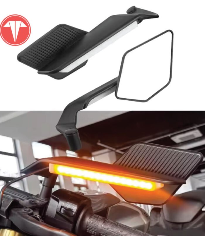 motorcycle-rearview-mirror-led-foldable.jpg Motorcycle Rearview Mirror with LED Lights Universal Foldable Aluminum Alloy Bike Mirror
